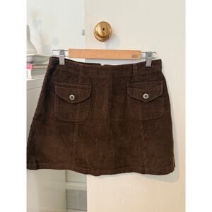Vintage A. Byer Brown Corduroy Mini Skirt Y2K Low Rise Cord Skirt Size 11 ✨